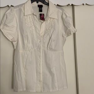 Torrid white with silver pinstripe top